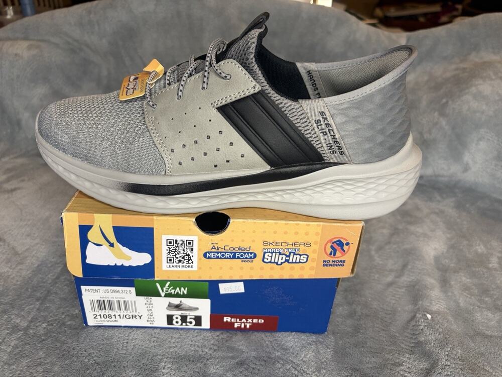Skechers Hands Free Slip-Ins Blade Ocon Mens 8.5 Grey Relaxed Fit Shoes 210811